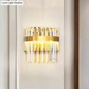 GobekUsa Contemporary Gold Demilune Wall Light - 2 Head Crystal Prism Sconce
