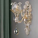 GobekUsa Contemporary Wall-Mounted Floral Sconce Light Fixture with Crystal Drop - Clear Glass, 1/2 Heads