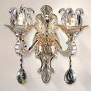 GobekUsa Contemporary Wall-Mounted Floral Sconce Light Fixture with Crystal Drop - Clear Glass, 1/2 Heads