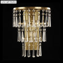 GobekUsa Contemporary Brass Wall Sconce Lighting: Crystal Flute Tiered Hall Mounted Light