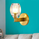 GobekUsa Oval Crystal Wall Light Fixture with 1 Bulb, Contemporary Design, Gold Finish