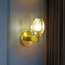 GobekUsa Oval Crystal Wall Light Fixture with 1 Bulb, Contemporary Design, Gold Finish