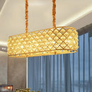 GobekUsa Contemporary Crystal Island Pendant - 8-Light Gold Suspension Lamp for Restaurants