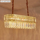 GobekUsa Contemporary 10-Light Crystal Pendant for Elongated Dining Tables in Gold