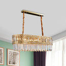 GobekUsa Contemporary 10-Light Crystal Pendant for Elongated Dining Tables in Gold