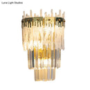 GobekUsa Contemporary Crystal Prisms Wall Sconce - Gold Finish, 3 Bulbs - Bedroom Flush Mount Light