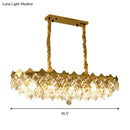 GobekUsa Contemporary Crystal Rhombus Island Light with 10 Bulbs, Suspended in Gold