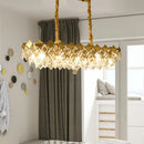 GobekUsa Contemporary Crystal Rhombus Island Light with 10 Bulbs, Suspended in Gold