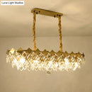 GobekUsa Contemporary Crystal Rhombus Island Light with 10 Bulbs, Suspended in Gold