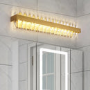GobekUsa Contemporary Gold LED Bathroom Wall Sconce with Clear Oval-Cut Crystals