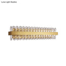 GobekUsa Contemporary Gold LED Bathroom Wall Sconce with Clear Oval-Cut Crystals