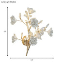 GobekUsa Contemporary Gold Crystal Wall Lamp with Teardrop Faceted Design and Ceramic Flower Accents - 3 Bulb Wall Light Fixture
