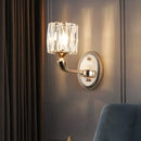 GobekUsa Contemporary Gold Cylinder Crystal Wall Lamp - Beveled Cut, 1/2-Head Design - Stylish Living Room Wall Mount Light