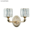 GobekUsa Contemporary Gold Cylinder Crystal Wall Lamp - Beveled Cut, 1/2-Head Design - Stylish Living Room Wall Mount Light