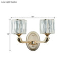GobekUsa Contemporary Gold Cylinder Crystal Wall Lamp - Beveled Cut, 1/2-Head Design - Stylish Living Room Wall Mount Light