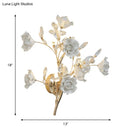 GobekUsa Contemporary Gold Crystal Wall Lamp with Teardrop Faceted Design and Ceramic Flower Accents - 3 Bulb Wall Light Fixture