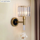 GobekUsa Contemporary Gold Wall Mount Sconce with Clear K9 Crystal - Column Living Room Light