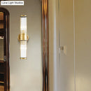 GobekUsa Contemporary Gold Crystal Wall Sconce for Living Room - 1/2 Bulb Cylindrical Design