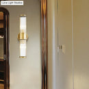 GobekUsa Contemporary Gold Crystal Wall Sconce for Living Room - 1/2 Bulb Cylindrical Design