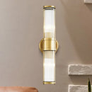 GobekUsa Contemporary Gold Crystal Wall Sconce for Living Room - 1/2 Bulb Cylindrical Design