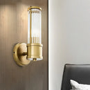 GobekUsa Contemporary Gold Crystal Wall Sconce for Living Room - 1/2 Bulb Cylindrical Design