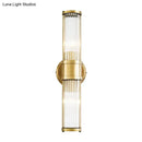 GobekUsa Contemporary Gold Crystal Wall Sconce for Living Room - 1/2 Bulb Cylindrical Design