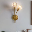 GobekUsa Contemporary Gold Cube Wall Sconce with Clear Crystal LED Lighting – Perfect for Living Room