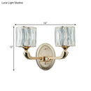 GobekUsa Contemporary Gold Cylinder Crystal Wall Lamp - Beveled Cut, 1/2-Head Design - Stylish Living Room Wall Mount Light