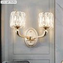 GobekUsa Contemporary Gold Cylinder Crystal Wall Lamp - Beveled Cut, 1/2-Head Design - Stylish Living Room Wall Mount Light