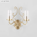 GobekUsa Contemporary Gold Cylinder Glass Wall Sconce Light for Sleeping Room - 1/2 Heads Wall Mounted Lamp