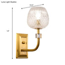 GobekUsa Contemporary Gold Finish Dome Foyer Wall Sconce with Clear Lattice Glass