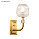 GobekUsa Contemporary Gold Finish Dome Foyer Wall Sconce with Clear Lattice Glass