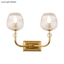 GobekUsa Contemporary Gold Finish Dome Foyer Wall Sconce with Clear Lattice Glass