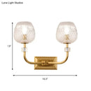 GobekUsa Contemporary Gold Finish Dome Foyer Wall Sconce with Clear Lattice Glass