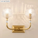 GobekUsa Contemporary Gold Finish Dome Foyer Wall Sconce with Clear Lattice Glass