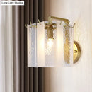 GobekUsa Contemporary Gold Drum Wall Sconce Light with Frosted and Waterglass - 1 Light Fixture