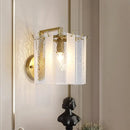 GobekUsa Contemporary Gold Drum Wall Sconce Light with Frosted and Waterglass - 1 Light Fixture