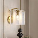 GobekUsa Contemporary Gold Drum Wall Sconce Light with Frosted and Waterglass - 1 Light Fixture