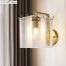 GobekUsa Contemporary Gold Drum Wall Sconce Light with Frosted and Waterglass - 1 Light Fixture