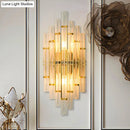 GobekUsa Contemporary Gold Finish Bedroom Wall Sconce with Crystal Tube Shape - 2 Lights