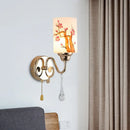 GobekUsa Contemporary Gold Finish Wall Lamp with Cream Glass Shade & Pull Chain