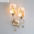 GobekUsa Contemporary Gold Finish Wall Lamp with Cream Glass Shade & Pull Chain