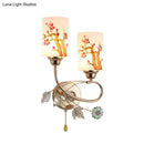 GobekUsa Contemporary Gold Finish Wall Lamp with Cream Glass Shade & Pull Chain