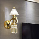 GobekUsa Contemporary Gold Finish Conic Wall Sconce with Crystal Draping - Metal Mount Light