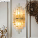 GobekUsa Contemporary Gold Finish Bedroom Wall Sconce with Crystal Tube Shape - 2 Lights