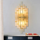 GobekUsa Contemporary Gold Finish Bedroom Wall Sconce with Crystal Tube Shape - 2 Lights
