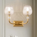 GobekUsa Contemporary Gold Finish Dome Foyer Wall Sconce with Clear Lattice Glass