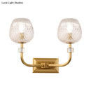 GobekUsa Contemporary Gold Finish Dome Foyer Wall Sconce with Clear Lattice Glass