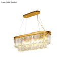 GobekUsa Contemporary Crystal Island Pendant with 7 Bulbs and Gold Finish - 2 Layer Ellipse Design