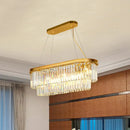 GobekUsa Contemporary Crystal Island Pendant with 7 Bulbs and Gold Finish - 2 Layer Ellipse Design